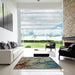 Square Abstract Light Black Modern Rug in a Living Room, abs5326