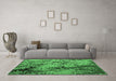 Machine Washable Abstract Emerald Green Modern Area Rugs in a Living Room,, wshabs5326emgrn