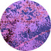 Round Machine Washable Abstract Purple Modern Area Rugs, wshabs5326pur