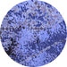 Round Abstract Blue Modern Rug, abs5326blu