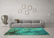 Machine Washable Abstract Turquoise Modern Area Rugs in a Living Room,, wshabs5326turq