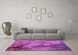 Machine Washable Abstract Pink Modern Rug in a Living Room, wshabs5326pnk