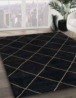 Abstract Black Modern Rug in Family Room, abs5327