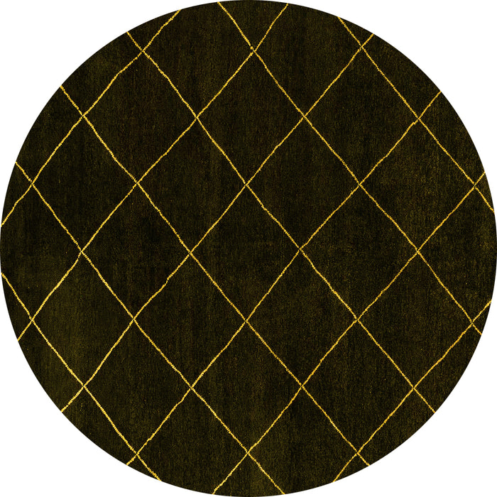 Round Machine Washable Abstract Yellow Modern Rug, wshabs5327yw