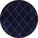 Round Abstract Blue Modern Rug, abs5327blu