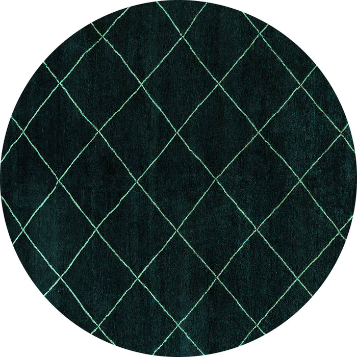 Round Machine Washable Abstract Turquoise Modern Area Rugs, wshabs5327turq