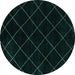 Round Machine Washable Abstract Turquoise Modern Area Rugs, wshabs5327turq