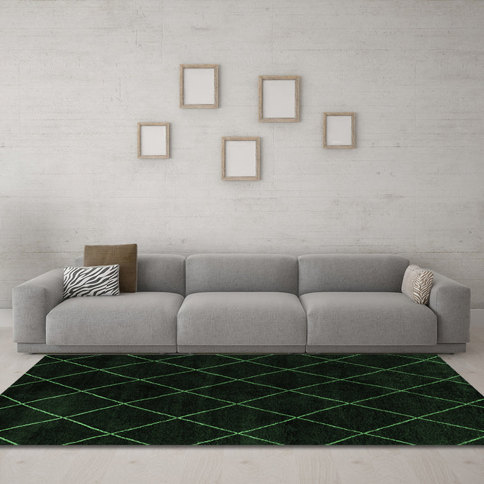 Machine Washable Abstract Emerald Green Modern Area Rugs in a Living Room,, wshabs5327emgrn