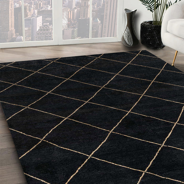 Machine Washable Abstract Black Rug in a Family Room, wshabs5327