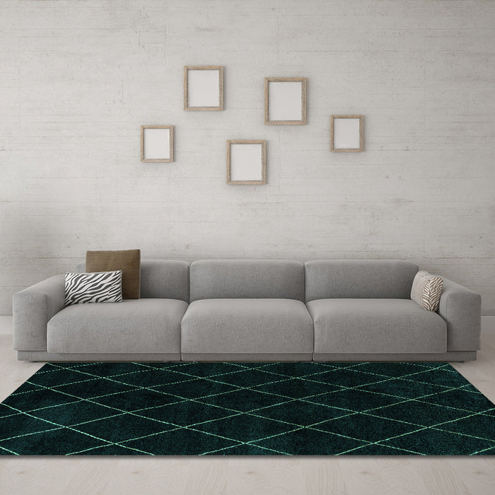 Machine Washable Abstract Turquoise Modern Area Rugs in a Living Room,, wshabs5327turq