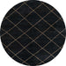 Round Machine Washable Abstract Black Rug, wshabs5327