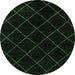 Round Machine Washable Abstract Emerald Green Modern Area Rugs, wshabs5327emgrn