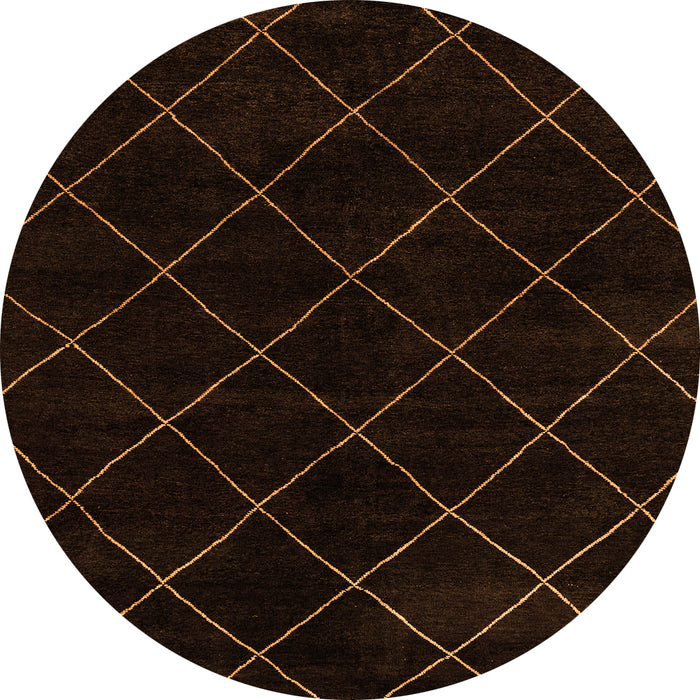 Round Machine Washable Abstract Orange Modern Area Rugs, wshabs5327org