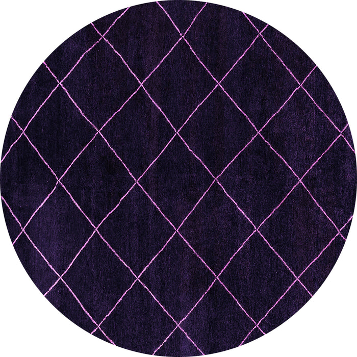 Round Machine Washable Abstract Purple Modern Area Rugs, wshabs5327pur