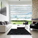 Square Machine Washable Abstract Black Rug in a Living Room, wshabs5327