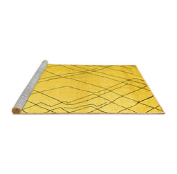 Sideview of Machine Washable Solid Yellow Modern Rug, wshabs5328yw