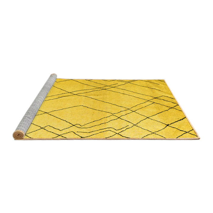 Sideview of Machine Washable Solid Yellow Modern Rug, wshabs5328yw