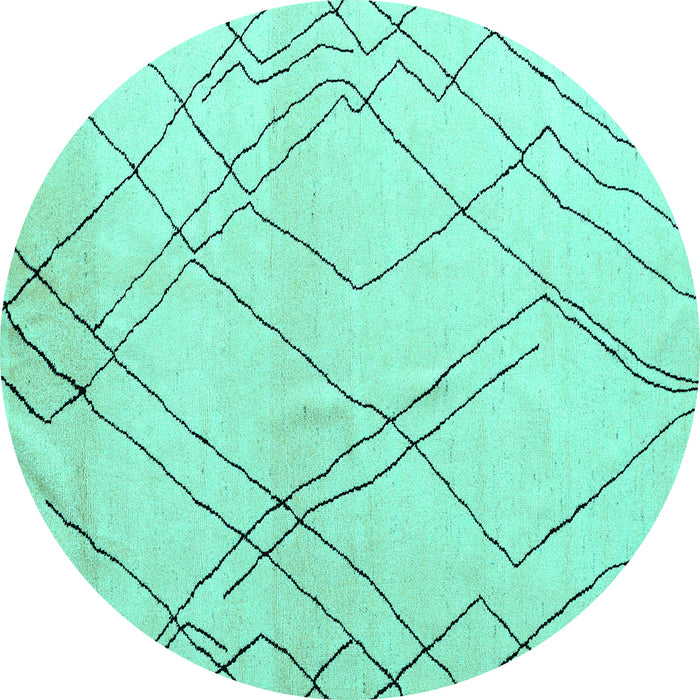 Round Solid Turquoise Modern Rug, abs5328turq