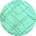 Round Solid Turquoise Modern Rug, abs5328turq