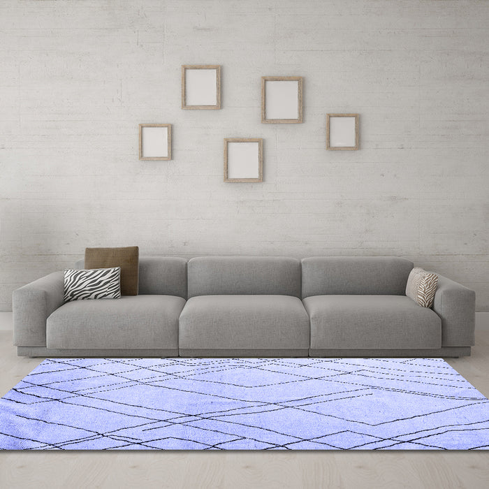 Machine Washable Solid Blue Modern Rug in a Living Room, wshabs5328blu