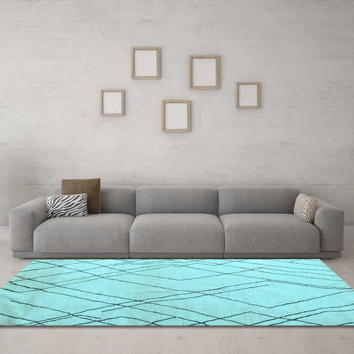 Machine Washable Solid Light Blue Modern Rug in a Living Room, wshabs5328lblu