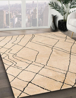 Machine Washable Abstract Brown Sugar Brown Rug in a Family Room, wshabs5328