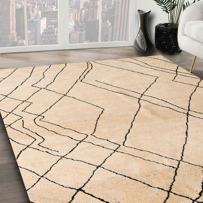 Machine Washable Abstract Brown Sugar Brown Rug in a Family Room, wshabs5328