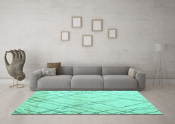 Machine Washable Solid Turquoise Modern Area Rugs in a Living Room,, wshabs5328turq