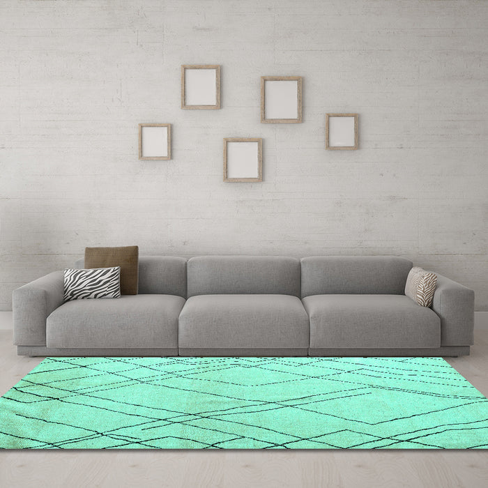 Machine Washable Solid Turquoise Modern Area Rugs in a Living Room,, wshabs5328turq
