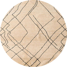 Round Machine Washable Abstract Brown Sugar Brown Rug, wshabs5328
