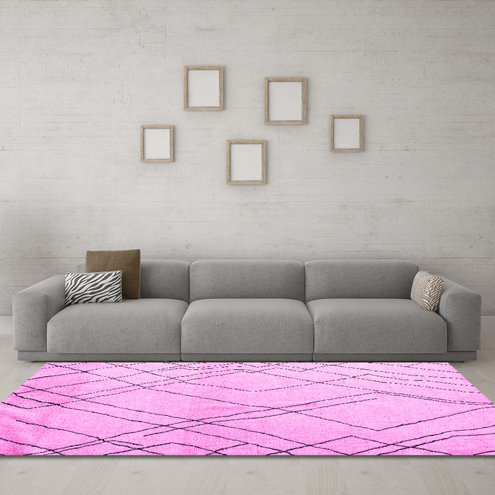 Machine Washable Solid Pink Modern Rug in a Living Room, wshabs5328pnk