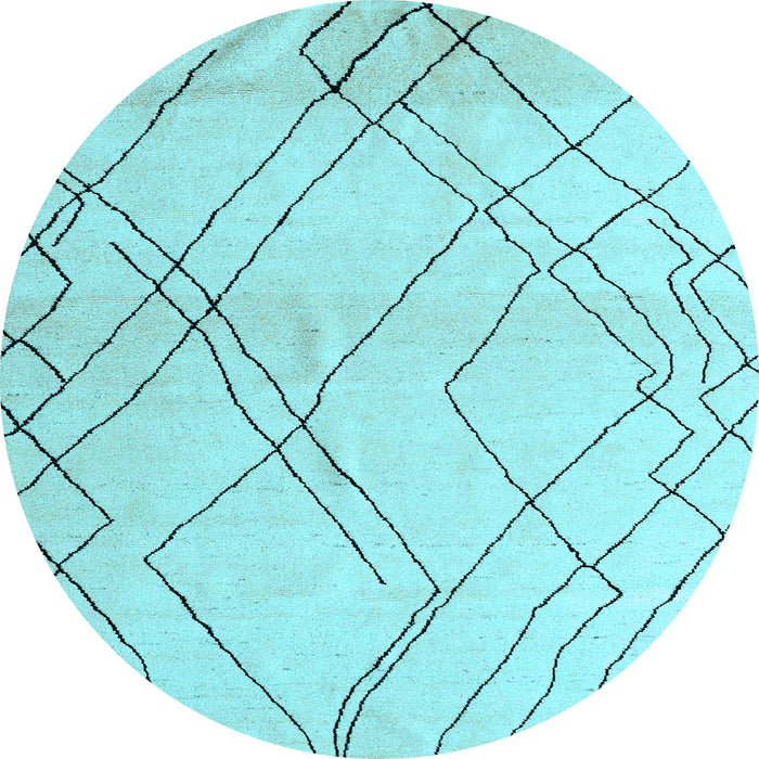 Round Machine Washable Solid Light Blue Modern Rug, wshabs5328lblu