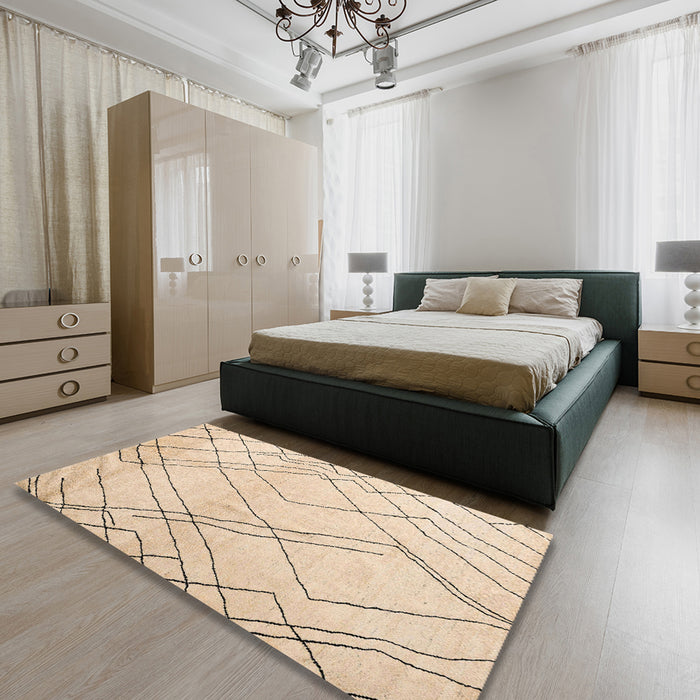 Abstract Brown Solid Rug in a Bedroom, abs5328