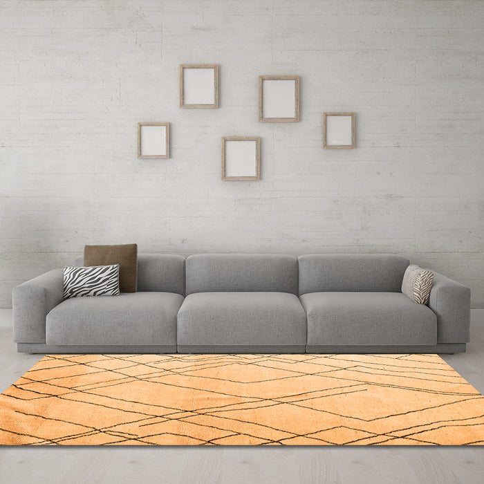 Machine Washable Solid Orange Modern Area Rugs in a Living Room, wshabs5328org