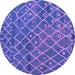 Round Machine Washable Abstract Purple Modern Area Rugs, wshabs5329pur