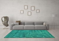 Machine Washable Abstract Turquoise Modern Rug, wshabs5329turq