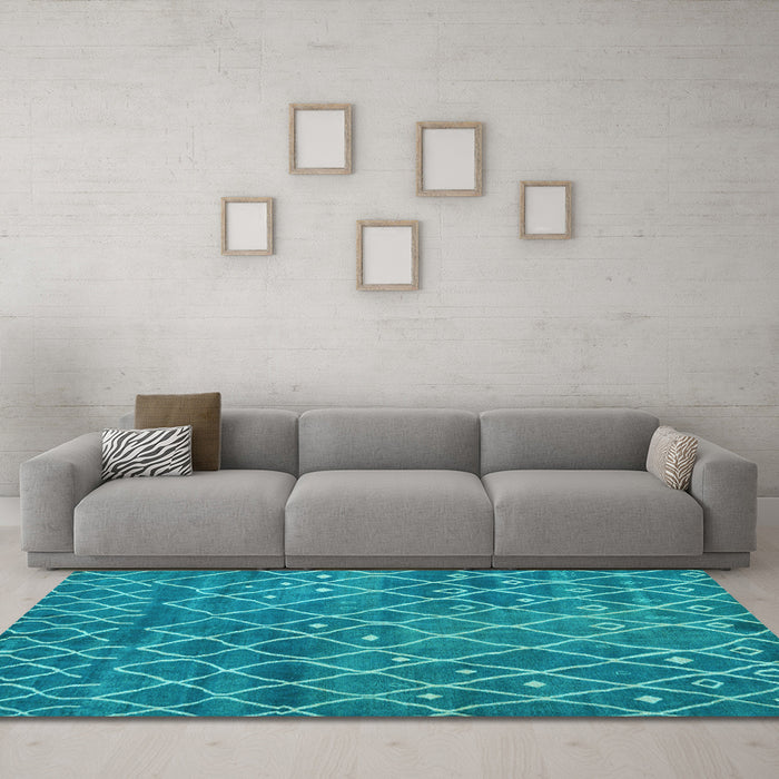 Machine Washable Abstract Light Blue Modern Rug in a Living Room, wshabs5329lblu