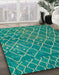 Machine Washable Abstract Jade Green Rug in a Family Room, wshabs5329