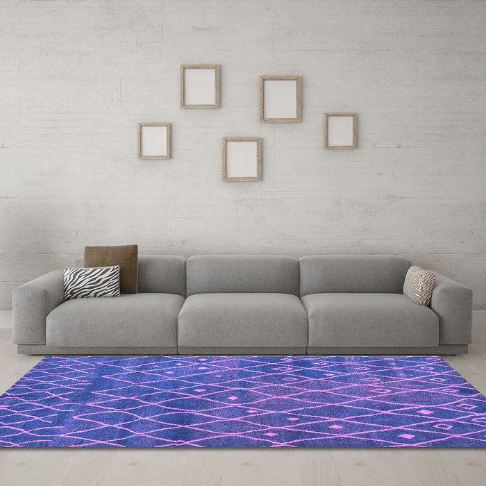 Machine Washable Abstract Purple Modern Area Rugs in a Living Room, wshabs5329pur