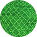 Round Machine Washable Abstract Green Modern Area Rugs, wshabs5329grn