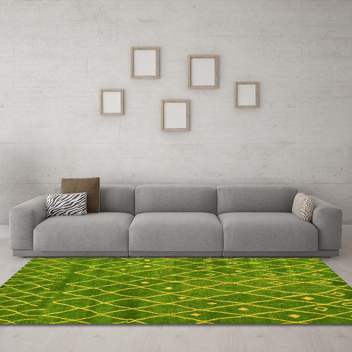 Machine Washable Abstract Yellow Modern Rug in a Living Room, wshabs5329yw