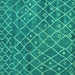 Square Machine Washable Abstract Turquoise Modern Area Rugs, wshabs5329turq