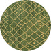 Round Abstract Brown Modern Rug, abs5329brn