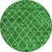 Round Abstract Emerald Green Modern Rug, abs5329emgrn