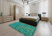 Machine Washable Abstract Jade Green Rug in a Bedroom, wshabs5329