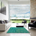 Square Abstract Jade Green Modern Rug in a Living Room, abs5329