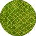 Round Abstract Yellow Modern Rug, abs5329yw