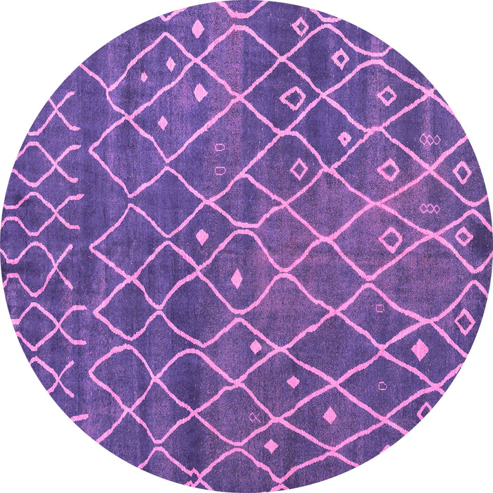 Round Machine Washable Abstract Pink Modern Rug, wshabs5329pnk