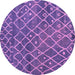 Round Machine Washable Abstract Pink Modern Rug, wshabs5329pnk