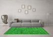 Machine Washable Abstract Green Modern Area Rugs in a Living Room,, wshabs5329grn